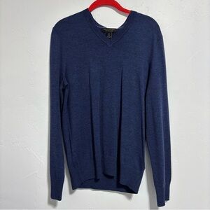 Banana Republic Extra Fine Merino Wool Sweater Medium Men's Blue Navy V Neck Vee